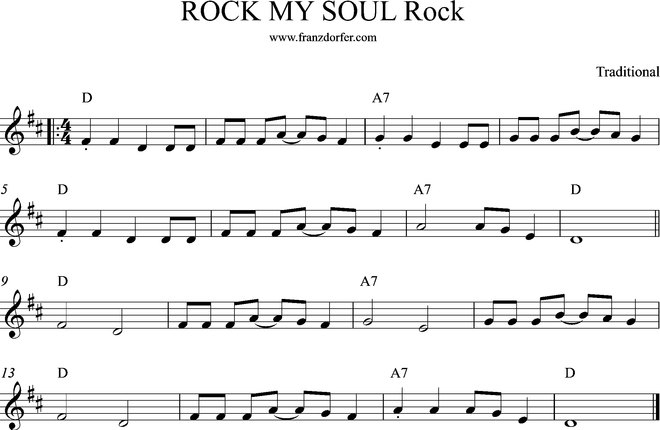 Rock my Soul, D-Dur tief.